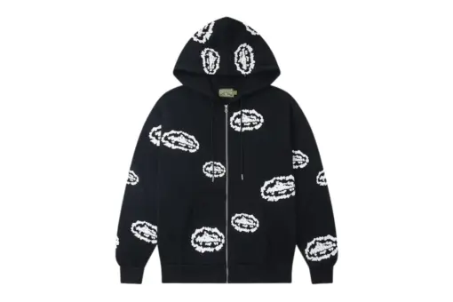 Corteiz Denim Tears Cotton Wreath Zip Hoodie Black