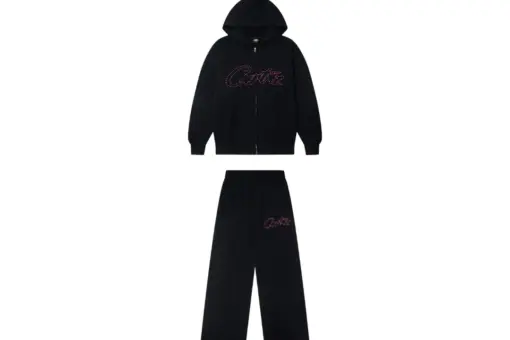 Corteiz Thick Stitch Allstarz Zip Hoodie Matching Pants Black