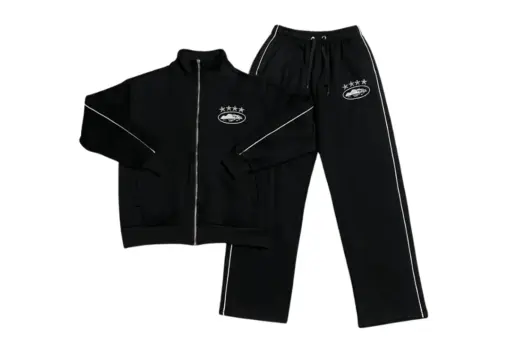 Corteiz Reflective Star Print Tracksuit Black