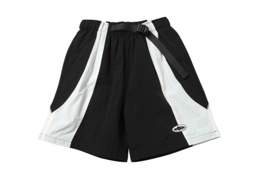 Corteiz Alcatraz Patchwork Windbreaker Shorts Black White