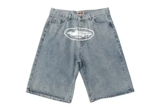 Corteiz Alcatraz Denim Shorts Blue