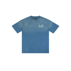 Amiri Crystal Flames Oversized T Shirt Blue Cotton