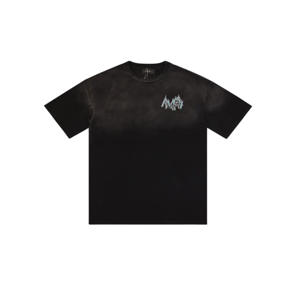 Amiri Crystal Flames Oversized T Shirt Black Cotton 2026 | Drip Kickz Amiri Crystal Flames Oversized T Shirt Black Cotton