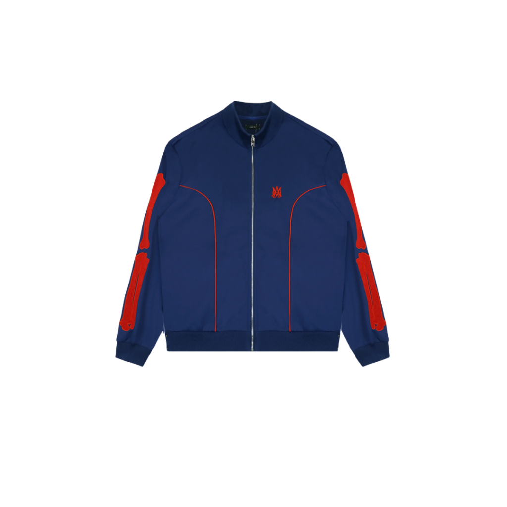 Amiri Sportswear Jacket Navy Blue With Red Bones Design 2026 | Drip Kickz Amiri Sportswear Jacket Navy Blue With Red Bones Design - Image 3