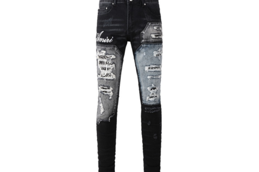 Amiri Varsity Ripped Skinny Jeans Black Gray - 32