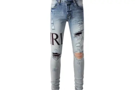 Amiri Varsity Ripped Skinny Jeans Light Blue Sky - 30