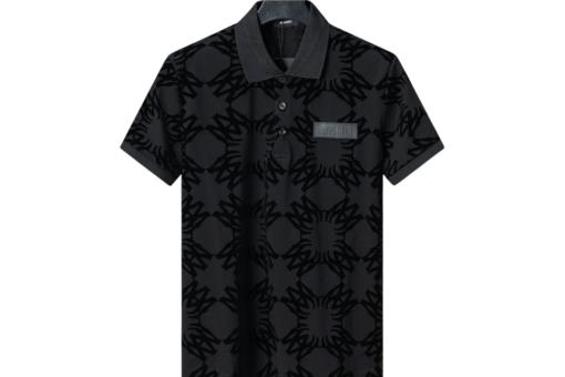 Amiri All Over Flocked Print Polo Shirt Black