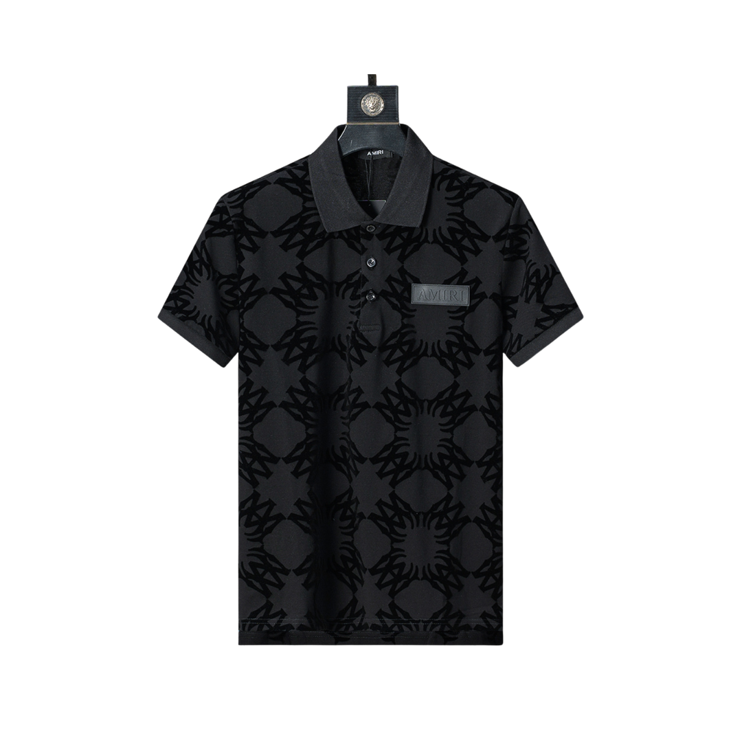 Amiri All Over Flocked Print Polo Shirt Black 2026 | Drip Kickz Amiri All Over Flocked Print Polo Shirt Black