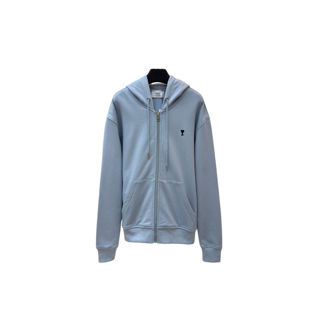 Ami Paris De Coeur Zip Up Hoodie Light Blue 2026 | Drip Kickz Ami Paris De Coeur Zip Up Hoodie Light Blue