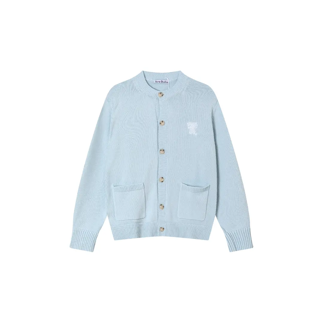 Ami Paris Acne Studios Light Sky Blue Crewneck Cardigan Sweater 2026 | Drip Kickz Ami Paris Acne Studios Light Sky Blue Crewneck Cardigan Sweater
