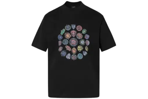 Balenciaga T Shirt Faded Washed Black With Symbol Monogram