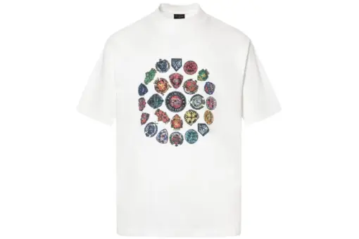 Balenciaga T Shirt Faded Washed White With Symbol Monogram