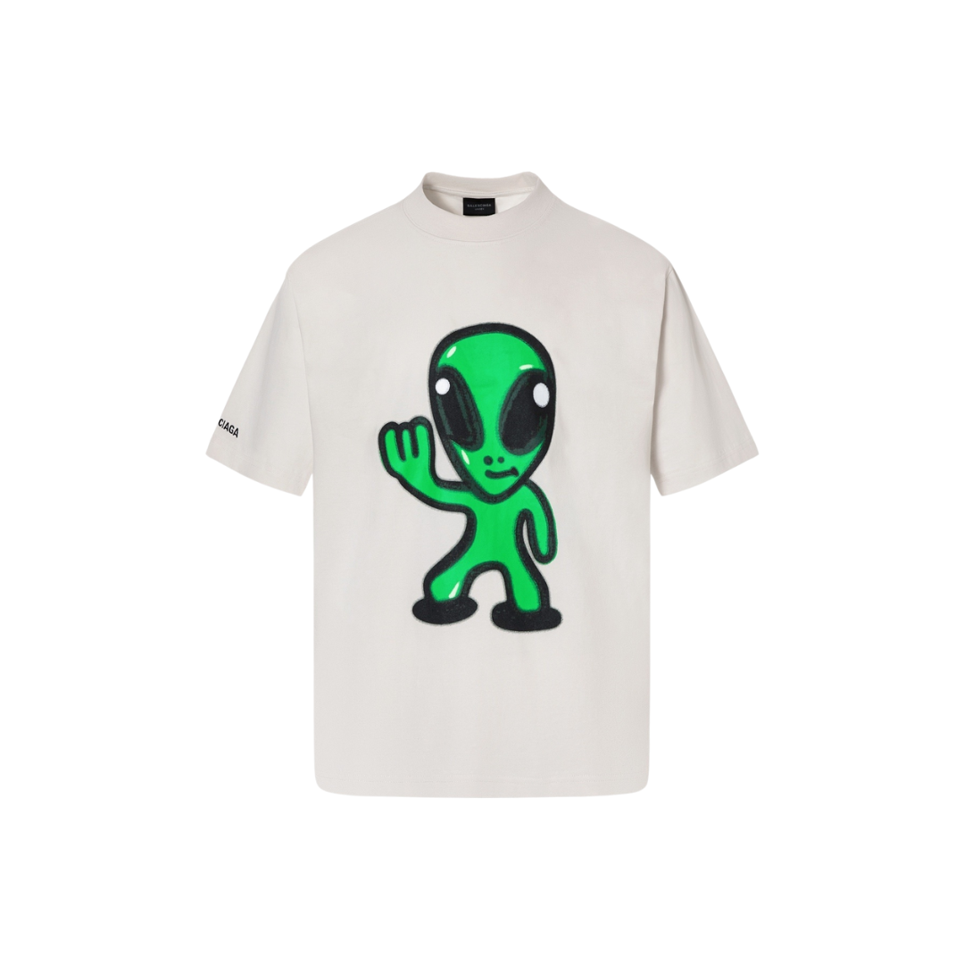Balenciaga T Shirt White Alien Design 2026 | Drip Kickz Balenciaga T Shirt White Alien Design