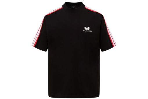 Balenciaga T Shirt Black With Red Stripe