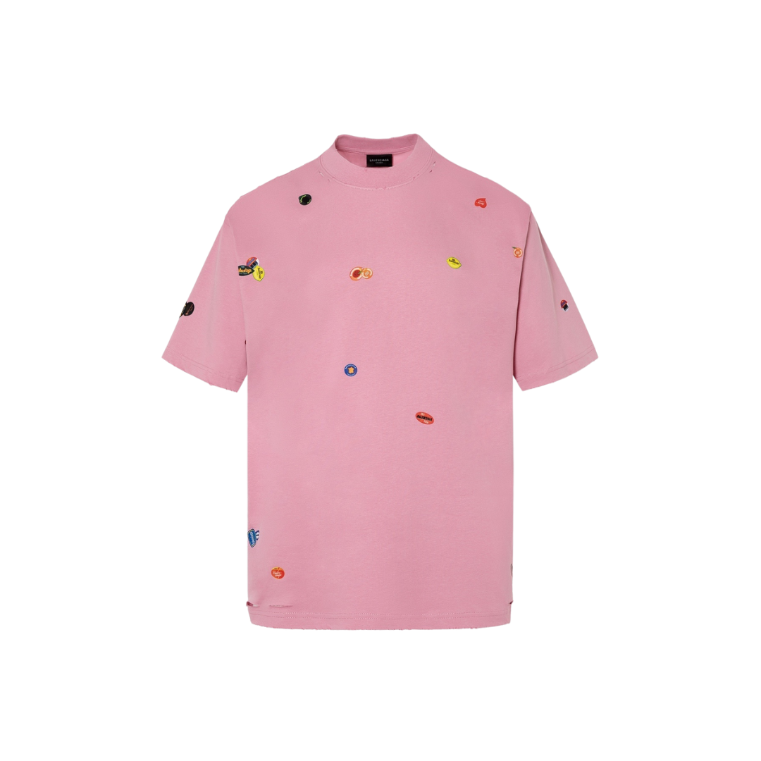 Balenciaga Short Sleeve Pink T Shirt With Design 2026 | Drip Kickz Balenciaga Short Sleeve Pink T Shirt With Design