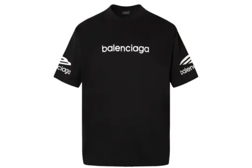 Balenciaga Short Sleeve T Shirt Black With Logo White