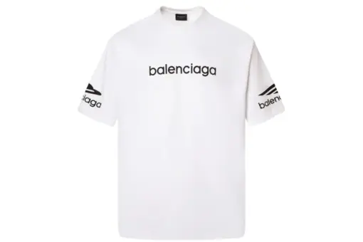 Balenciaga Short Sleeve T Shirt White With Logo Black