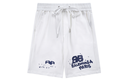 Balenciaga Shorts White With Black BB Monogram