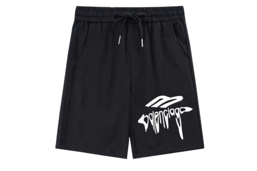 Balenciaga Shorts Black With White Monogram