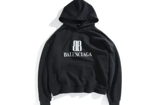 Balenciaga Hoodie Black With White Monogram