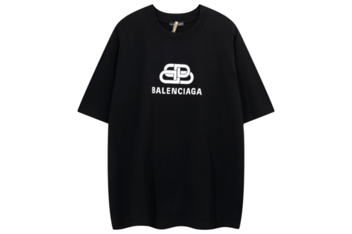 Balenciaga Oversized Black T Shirt With BB White Monogram