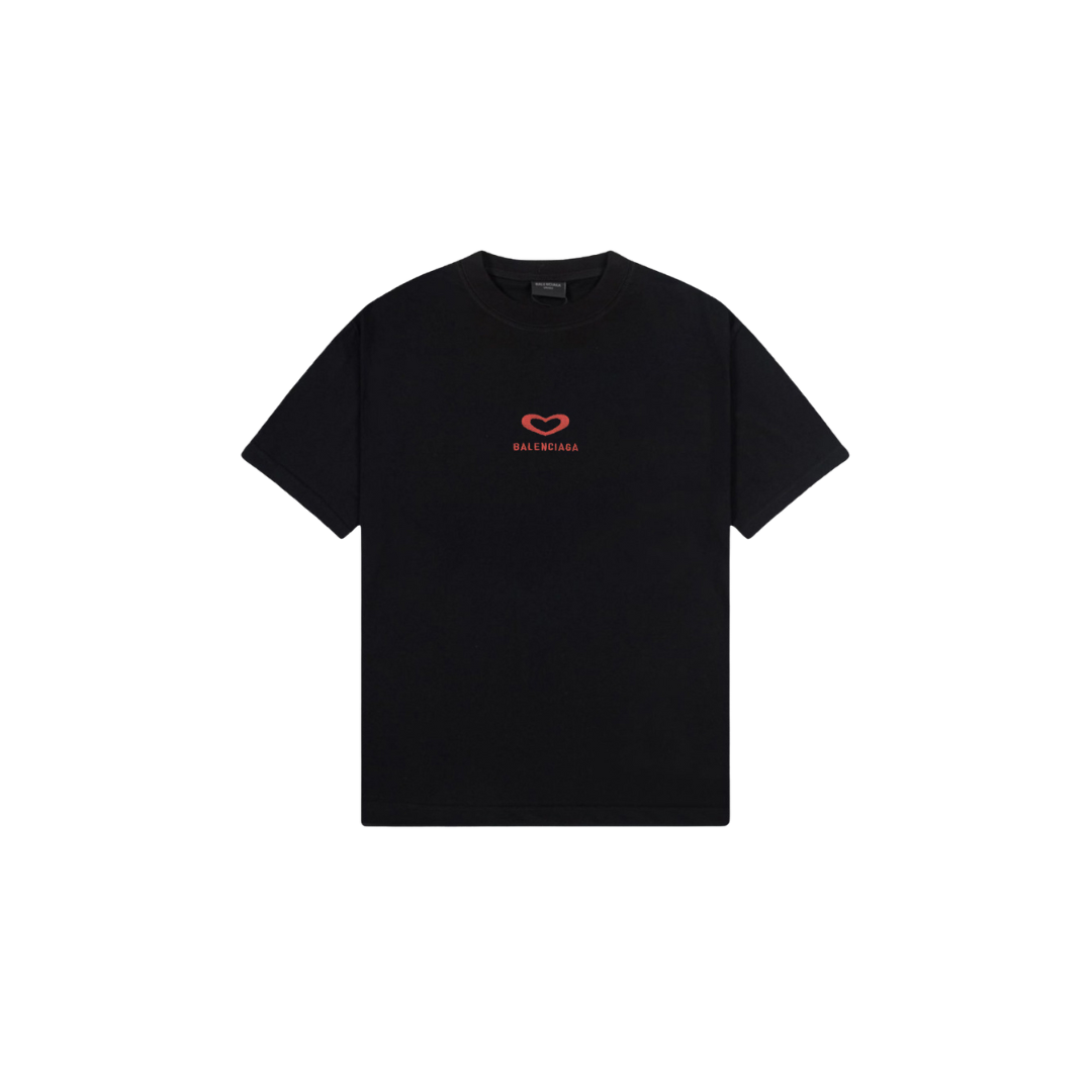 Balenciaga Black And Red Heart Short Sleeve T Shirt 2026 | Drip Kickz Balenciaga Black And Red Heart Short Sleeve T Shirt