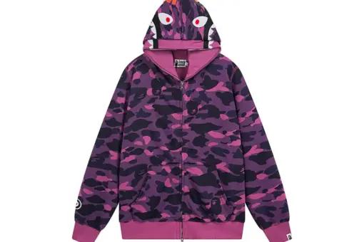 BAPE Camo Shark Full Zip Hoodie Pink Black