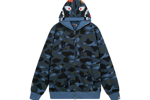 BAPE Camo Shark Full Zip Hoodie Blue Grey