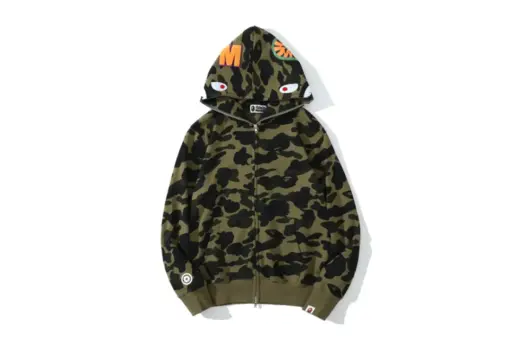 BAPE Classic Shark Head Terry Full Zip Hoodie Green