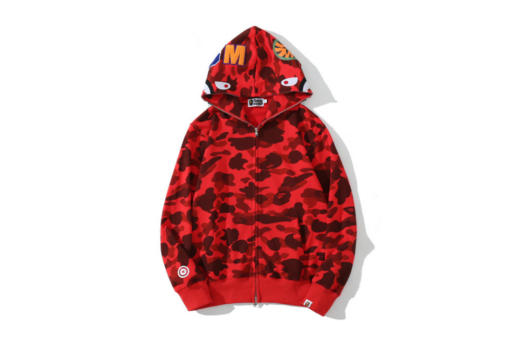BAPE Classic Shark Head Terry Full Zip Hoodie Red