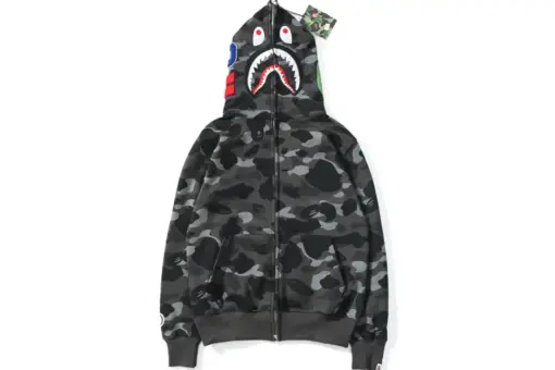 BAPE Camo Shark Full Zip Hoodie Gray