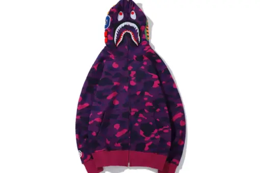 BAPE Camo Shark Full Zip Hoodie Purple