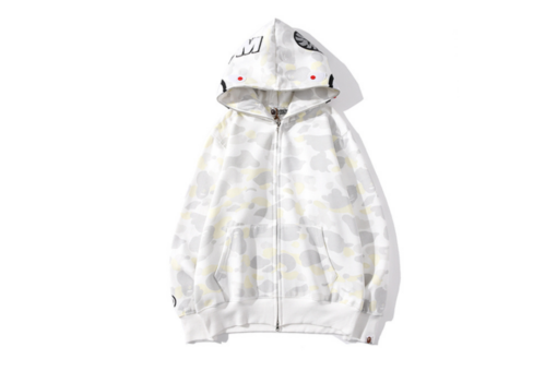 BAPE Shark Head Glow In The Dark Polka Dot Camouflage Full Zip Hoodie White
