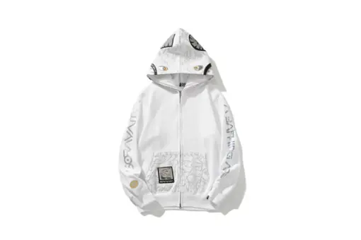 BAPE x SORAYAMA Shark Head Full Zip Hoodie White