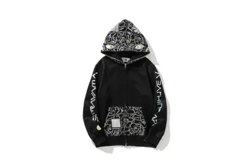 BAPE x SORAYAMA Shark Head Full Zip Hoodie Black