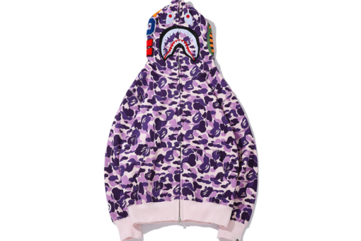 BAPE Shark Head Camouflage Full Zip Hoodie Purple