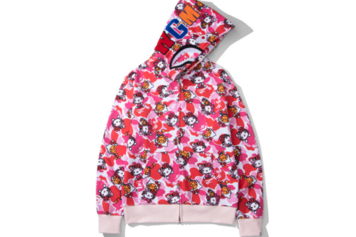 BAPE Shark Head Camouflage Full Zip Hoodie Pink