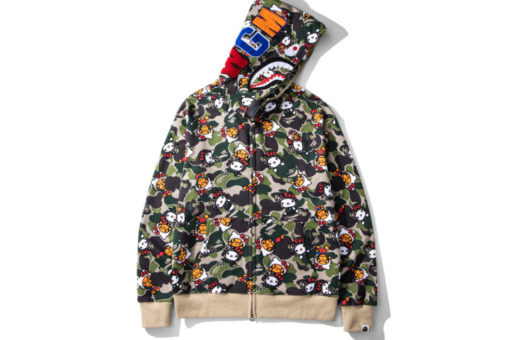 BAPE Shark Head Camouflage Full Zip Hoodie Green