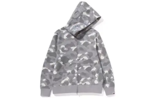 BAPE Shark Head Polka Dot Camouflage Full Zip Hoodie Gray
