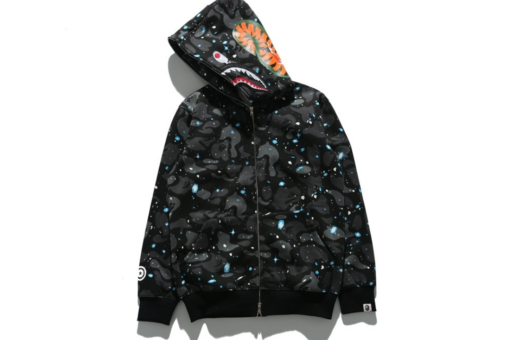 BAPE Shark Head Camouflage Full Zip Hoodie Black Orange