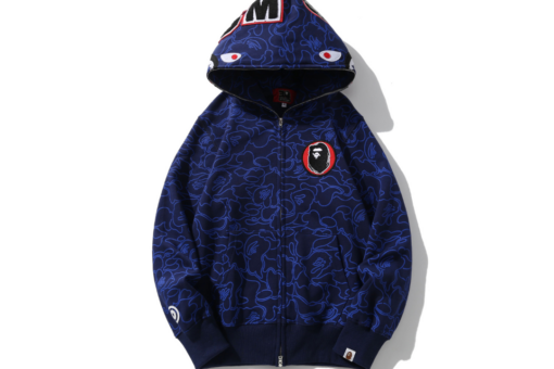 BAPE Shark Head Camouflage Full Zip Hoodie Blue With Ape Monogram