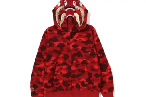 BAPE Shark Hooded Hoodie Red Black