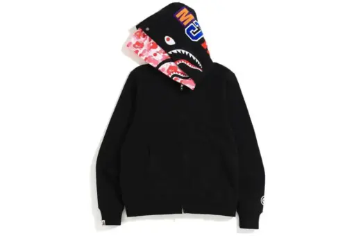 BAPE Shark Hooded Hoodie Black With Pink Design