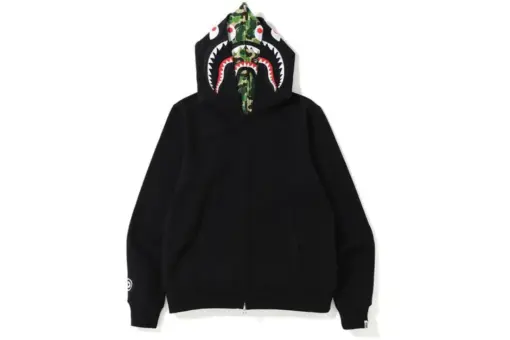 BAPE Shark Hooded Hoodie Black With Forest Green Design