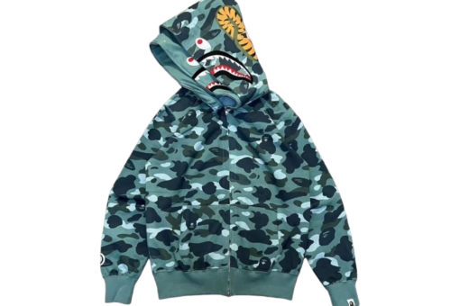 BAPE Shark Full Zip Double Hooded Hoodie Camouflage Green