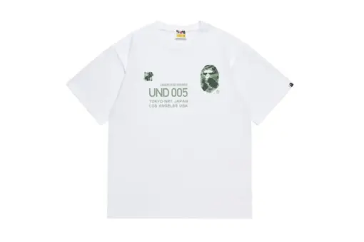 BAPE A Bathing Ape Undefeated Green Logo Design T Shirt White