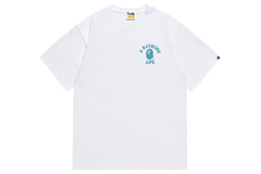 BAPE A Bathing Ape Blue Logo T Shirt White