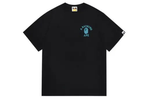 BAPE A Bathing Ape Blue Logo T Shirt Black
