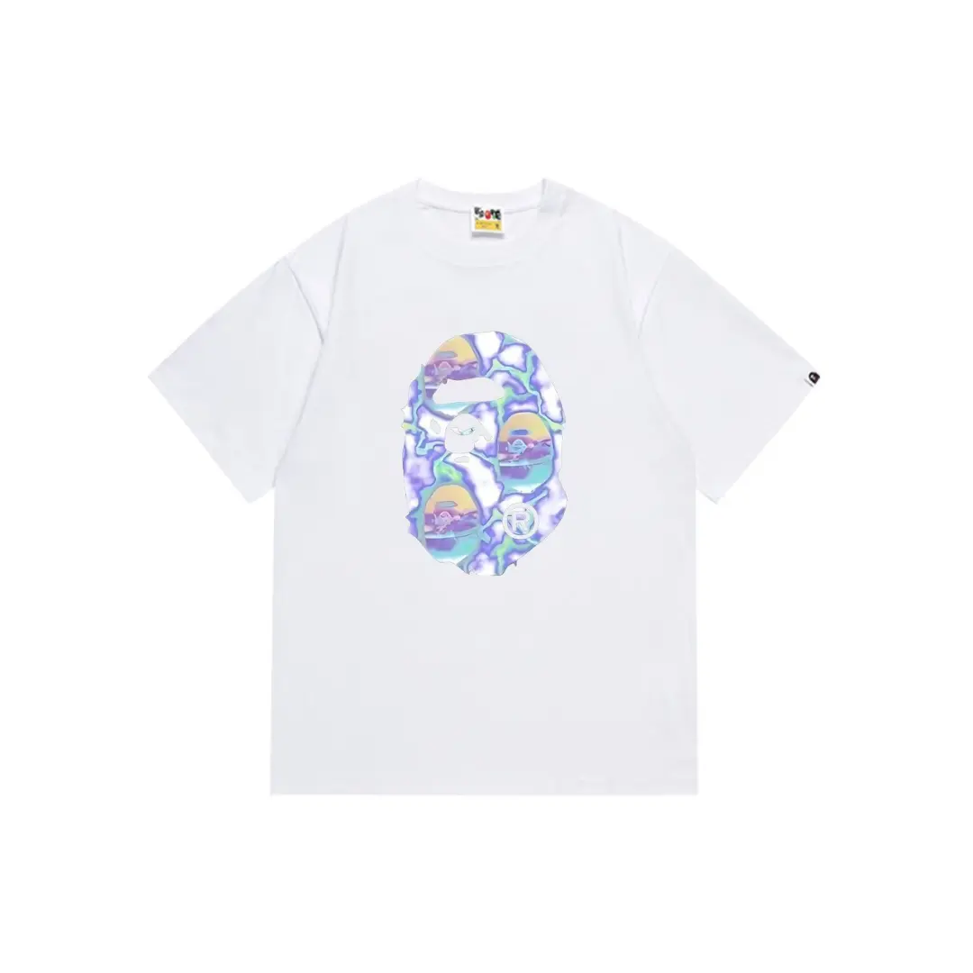 BAPE A Bathing Ape White T Shirt Lighting Purple Blue 2026 | Drip Kickz BAPE A Bathing Ape White T Shirt Lighting Purple Blue