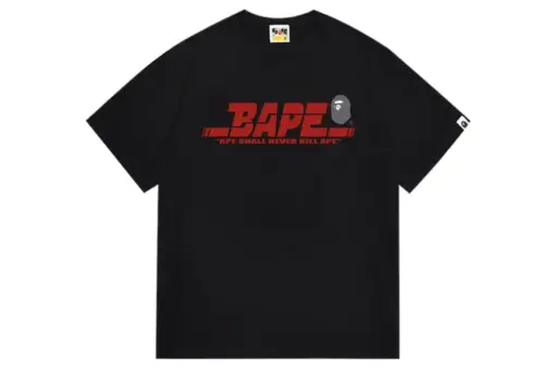 BAPE A Bathing Ape T Shirt Black With Red Bape Text